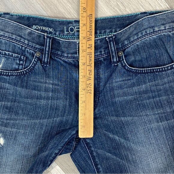 Ann Taylor Loft Boyfriend Jean Shorts Blue 0 Bermuda Distressed - Picture 7 of 8